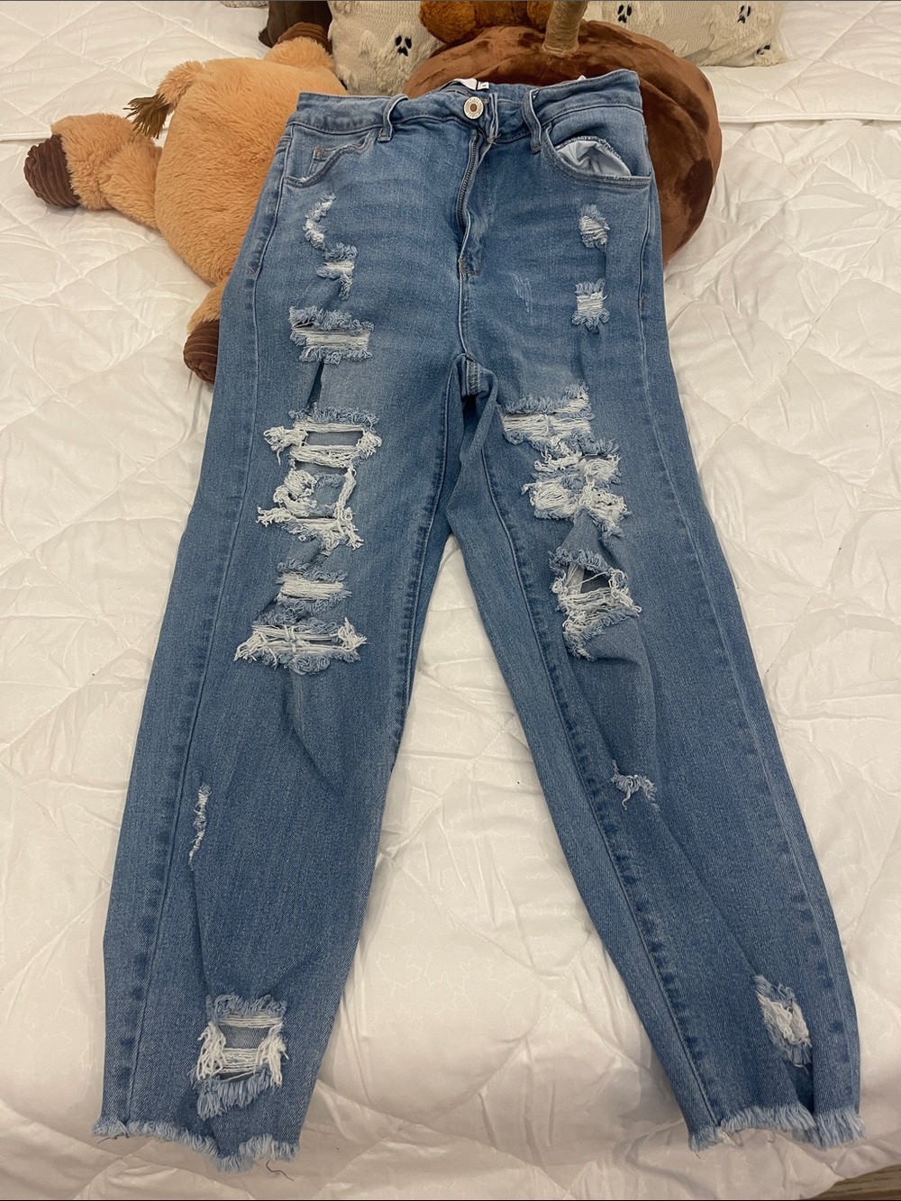 Classic Distressed Women's Blue Jeans